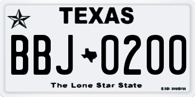 TX license plate BBJ0200