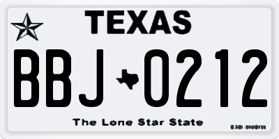 TX license plate BBJ0212