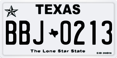TX license plate BBJ0213