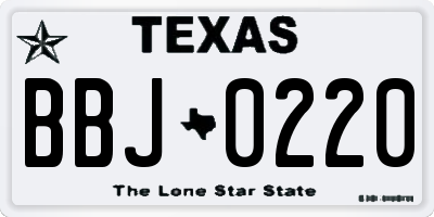 TX license plate BBJ0220