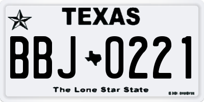 TX license plate BBJ0221