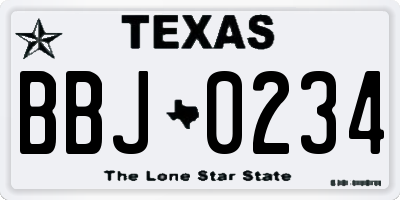 TX license plate BBJ0234