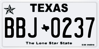 TX license plate BBJ0237
