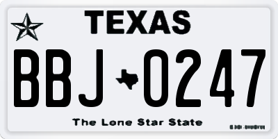 TX license plate BBJ0247