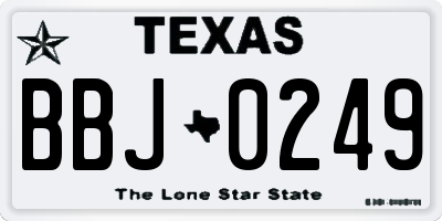 TX license plate BBJ0249