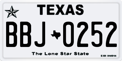 TX license plate BBJ0252