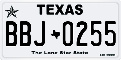 TX license plate BBJ0255
