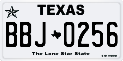 TX license plate BBJ0256