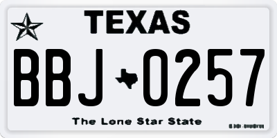 TX license plate BBJ0257
