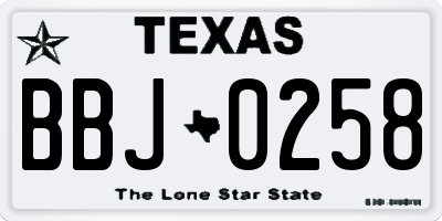 TX license plate BBJ0258