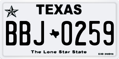 TX license plate BBJ0259