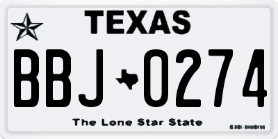 TX license plate BBJ0274