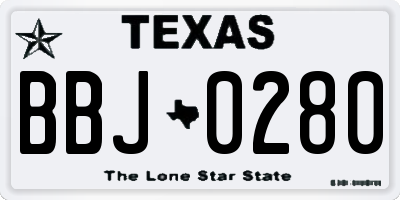 TX license plate BBJ0280