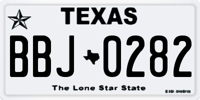 TX license plate BBJ0282