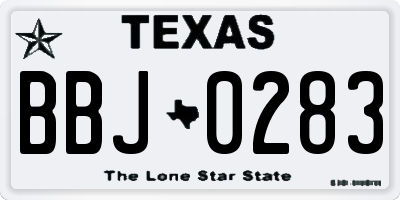 TX license plate BBJ0283