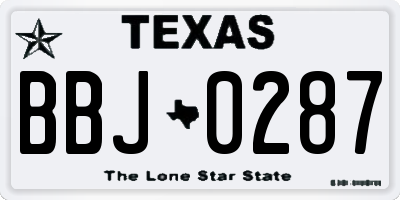 TX license plate BBJ0287