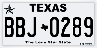 TX license plate BBJ0289