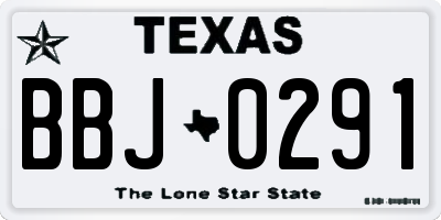 TX license plate BBJ0291
