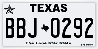 TX license plate BBJ0292