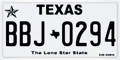 TX license plate BBJ0294