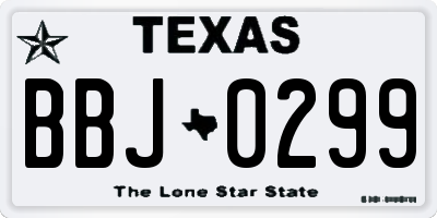 TX license plate BBJ0299
