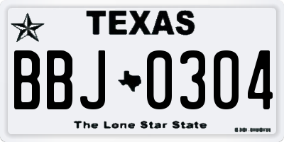 TX license plate BBJ0304