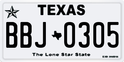 TX license plate BBJ0305