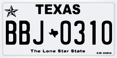 TX license plate BBJ0310