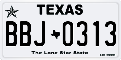 TX license plate BBJ0313