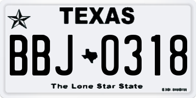 TX license plate BBJ0318