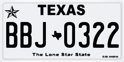 TX license plate BBJ0322