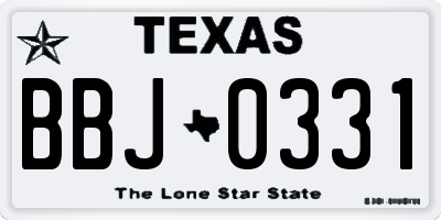 TX license plate BBJ0331