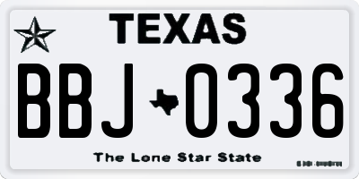 TX license plate BBJ0336