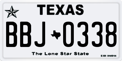 TX license plate BBJ0338