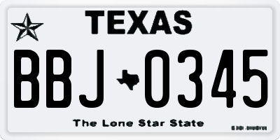 TX license plate BBJ0345