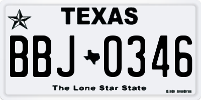 TX license plate BBJ0346