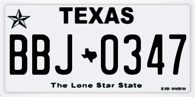 TX license plate BBJ0347