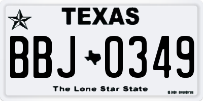 TX license plate BBJ0349