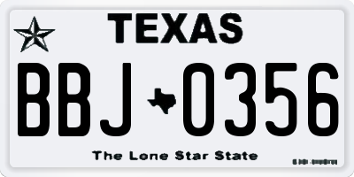 TX license plate BBJ0356