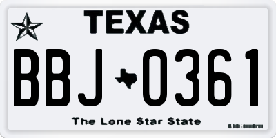 TX license plate BBJ0361
