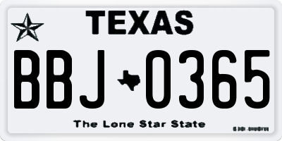 TX license plate BBJ0365