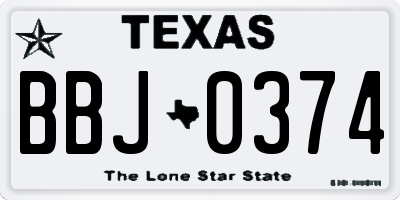TX license plate BBJ0374
