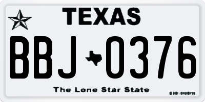 TX license plate BBJ0376