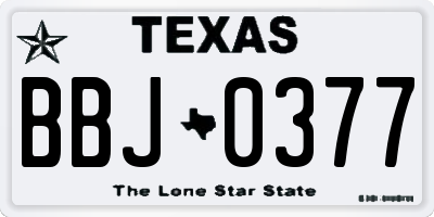 TX license plate BBJ0377