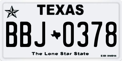 TX license plate BBJ0378