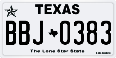 TX license plate BBJ0383