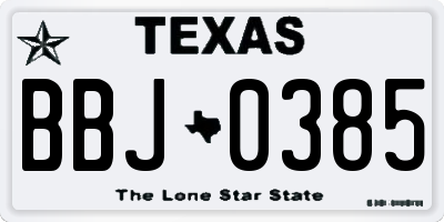 TX license plate BBJ0385