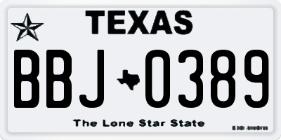 TX license plate BBJ0389