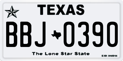 TX license plate BBJ0390