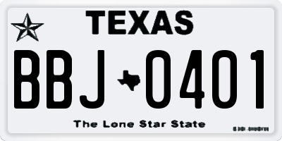 TX license plate BBJ0401